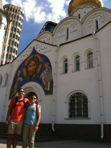 Nathan and I in front of a Moscow Cathedral. 